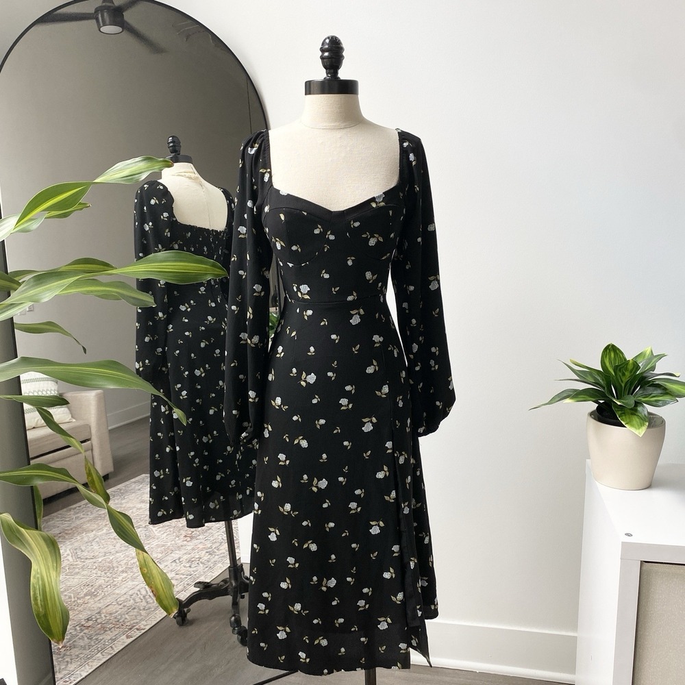 Forever 21 Black Black Milmaid Long‎ Sleeve Dress Goth Witchy Women's XS